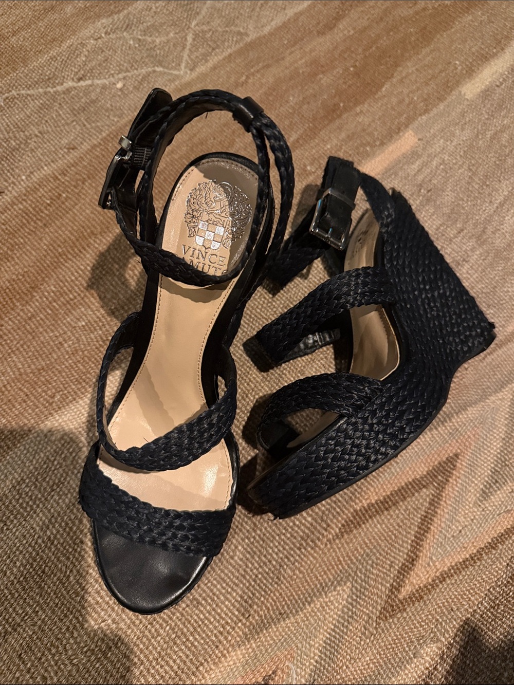 Vince Camuto Black Woven Wedge Size 9.5